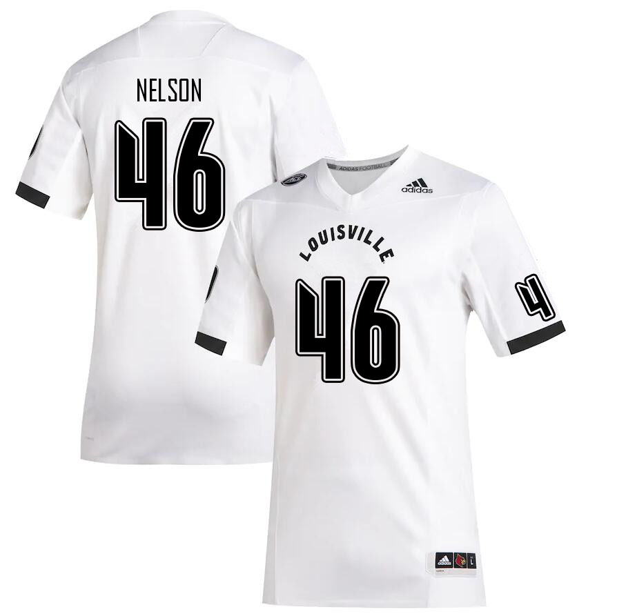 Men #46 Blake Nelson Louisville Cardinals College Football Jerseys Sale-White - Click Image to Close